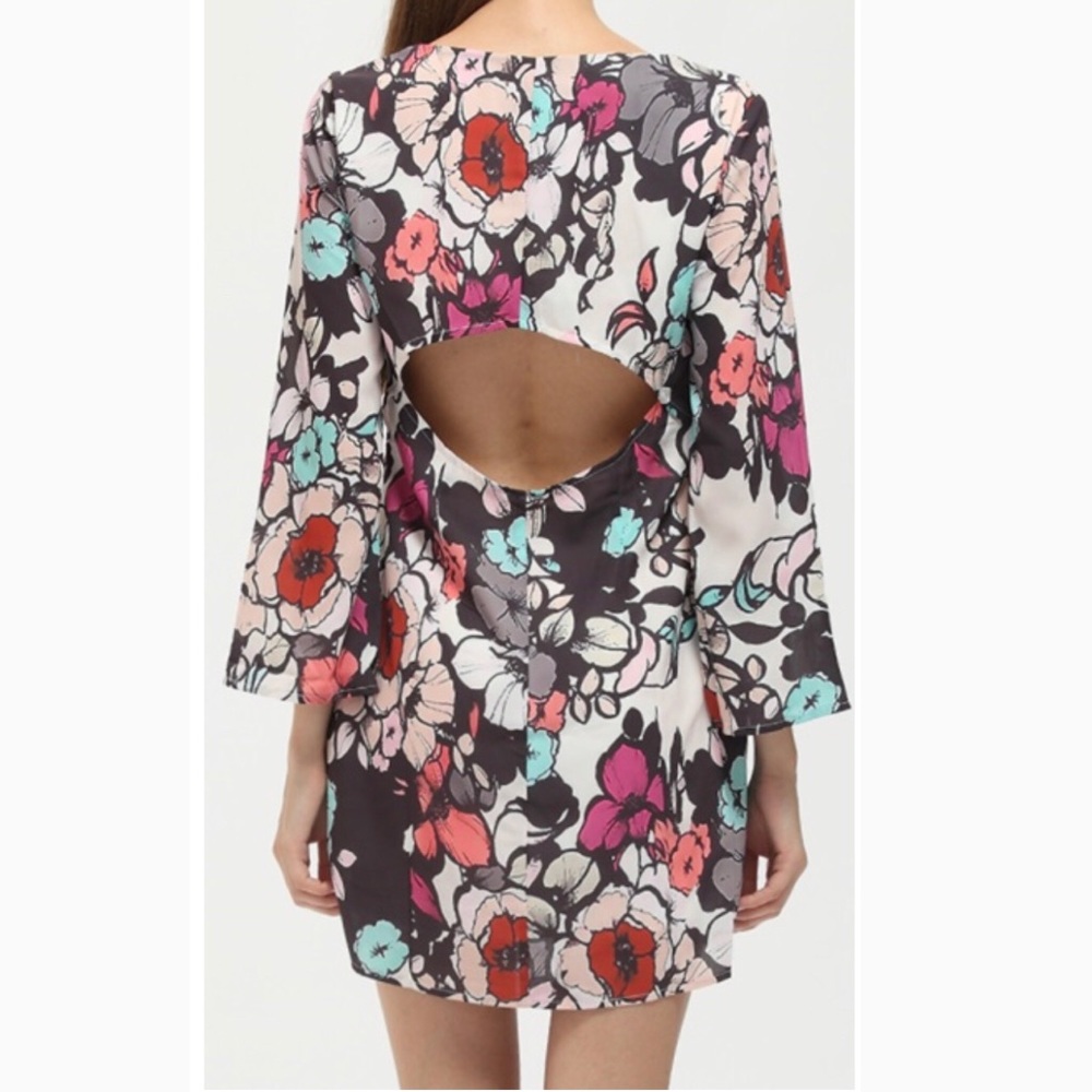 Floral Long Sleeve Mini Dress - Picture 4 of 8